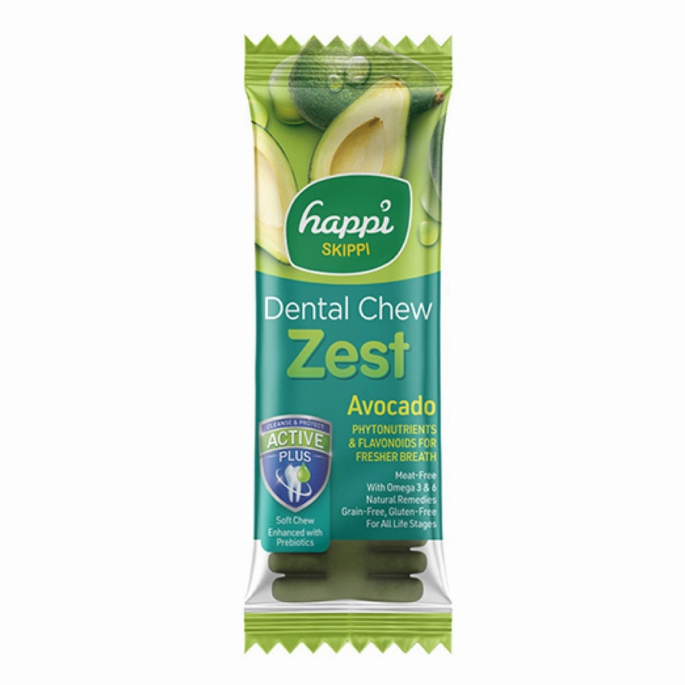 10 FOR $12: Happi Skippi (Doggy) Zest Avocado 4 Inch Dental Dog Chew 25g dog grooming shampoo collar crate feeding supplies