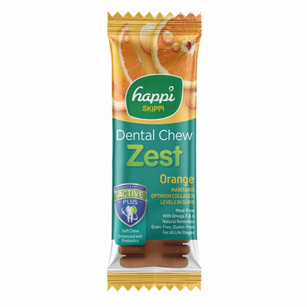 10 FOR $12: Happi Skippi (Doggy) Zest Orange 4 Inch Dental Dog Chew 25g dog grooming shampoo collar crate feeding supplies