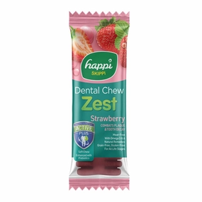 10 FOR $12: Happi Skippi (Doggy) Zest Strawberry 4 Inch Dental Dog Chew 25g no pull dog harness nylon dog leash dog walking set dog vest harness pet lead