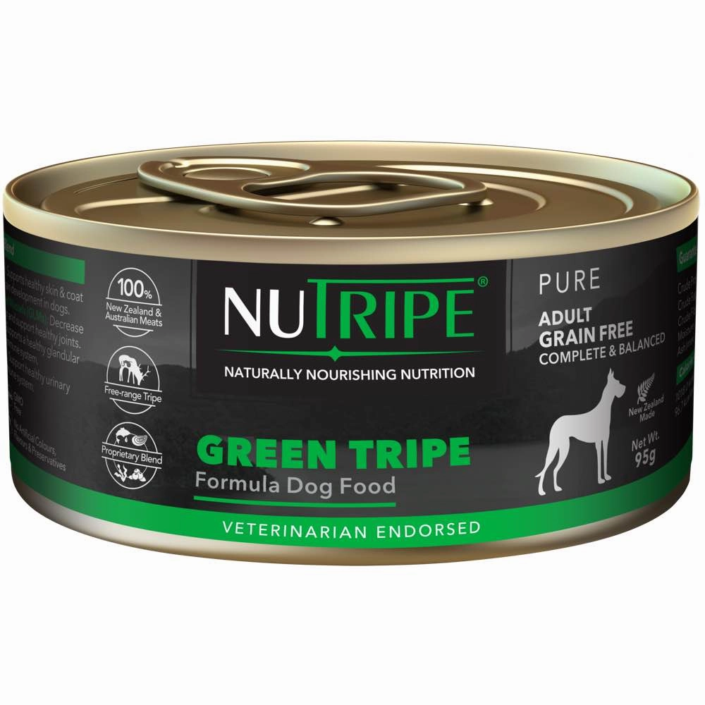 10% OFF (Exp 2Mar25): Nutripe Pure Green Tripe Canned Dog Food 95g canned dog food wet dog food grain free dog food dog food with gravy beef dog food