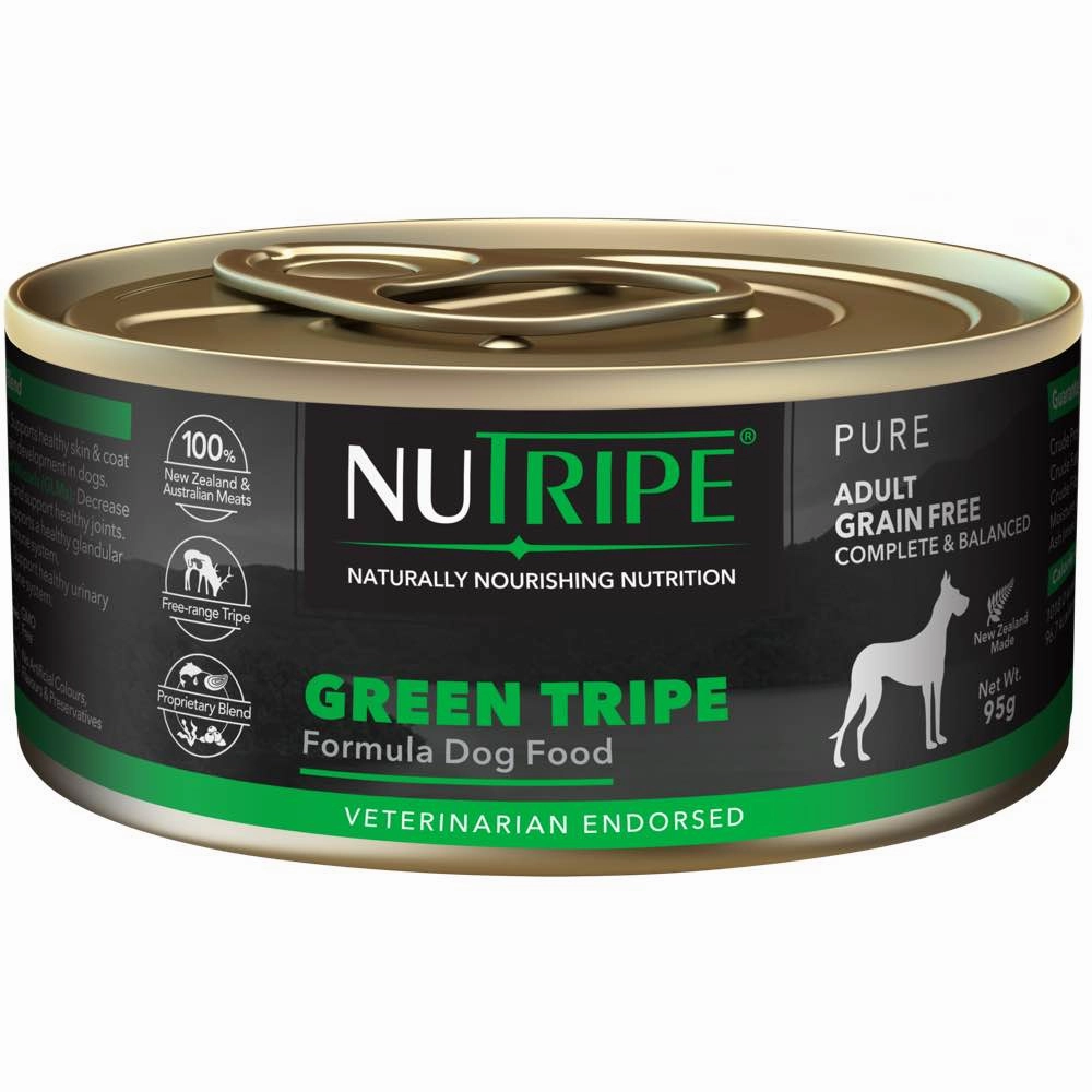 10% OFF (Exp 2Mar25): Nutripe Pure Green Tripe Canned Dog Food 95g dog supplies dog food toys accessories dog bed