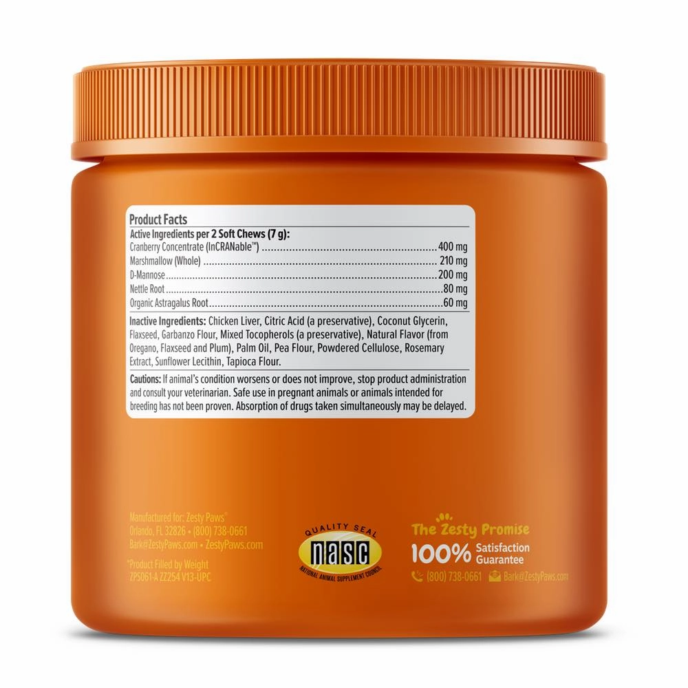 10% OFF (Exp Jun 2025): Zesty Paws Urinary Tract Bites Chicken Flavor Dog Supplement Chews 90ct
