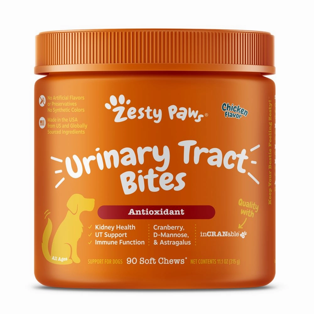 10% OFF (Exp Jun 2025): Zesty Paws Urinary Tract Bites Chicken Flavor Dog Supplement Chews 90ct