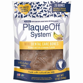 10% OFF: ProDen PlaqueOff Mini Dental Care Bones Peanut Butter & Banana Flavor Grain-Free Dog Treats 340g dog supplies dog food toys accessories dog bed