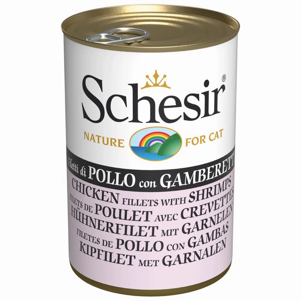 10% OFF: Schesir Chicken Fillets With Shrimps In Jelly Adult Canned Cat Food 140g cat snacks catnip treats healthy cat food cat reward treats low calorie cat food