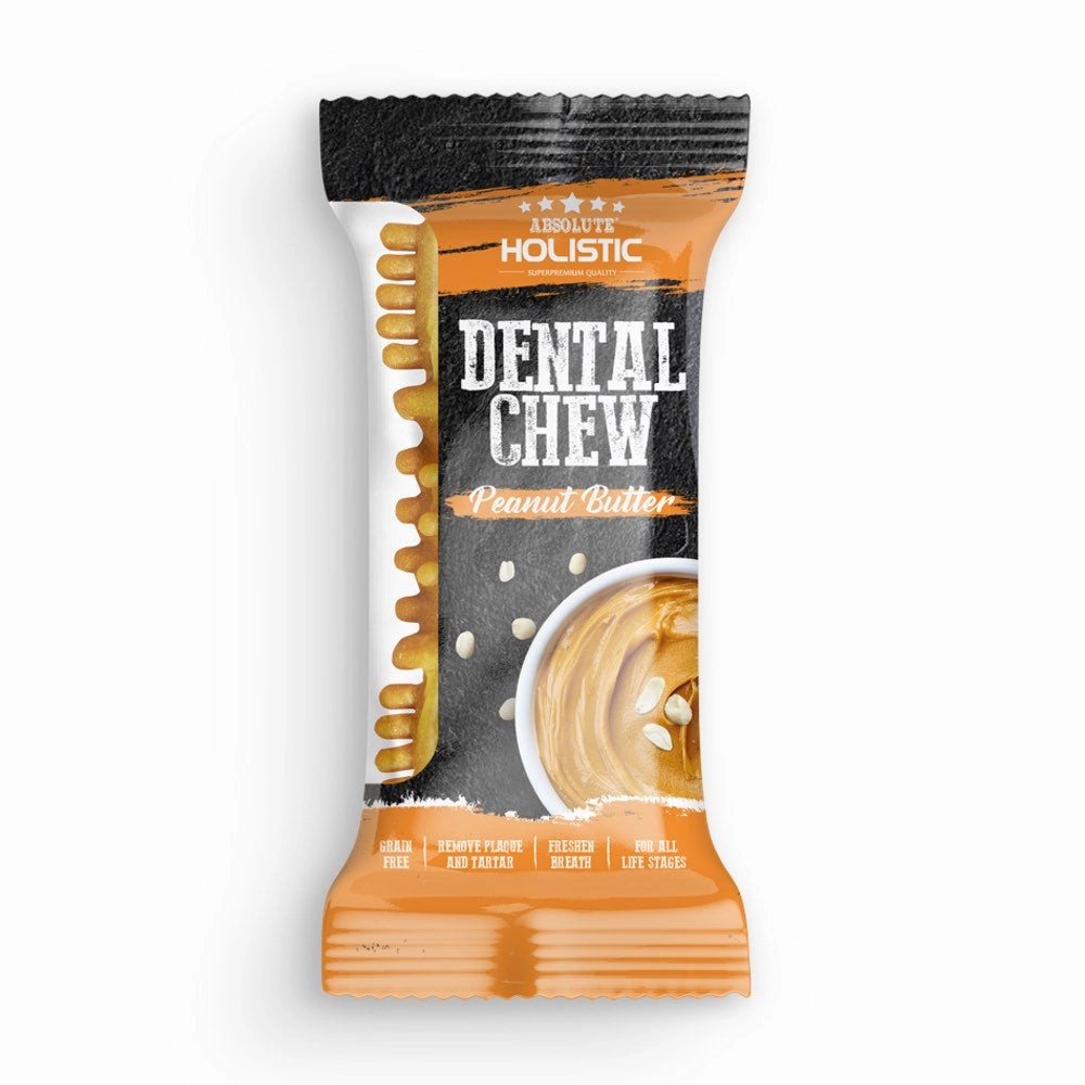 12 FOR $12: Absolute Holistic Peanut Butter Grain-Free Dental Dog Chew Treat 25g dog grooming shampoo collar crate feeding supplies