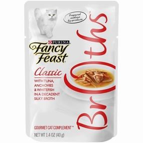 12% OFF: Fancy Feast Classic Broths Tuna, Anchovies & Whitefish Pouch Cat Food 40g x16 cat general supplies cat toys cat grooming cat food cat litter