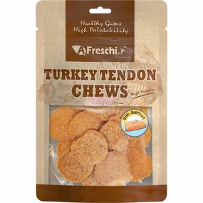 15% OFF: AFreschi Turkey Tendon & Salmon Chip Dog Treats 120g dog supplies dog food toys accessories dog bed
