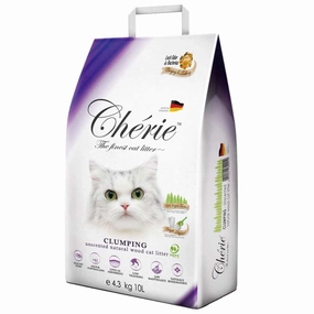 15% OFF: Cherie Unscented Clumping ODOUR CONTROL Natural Wood Cat Litter 10L kitten supplies kitten toys kitten food kitten litter box kitten bed