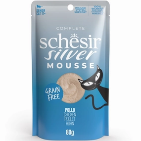 15% OFF (Exp 21Oct25): Schesir Silver Mousse Chicken Grain-Free Senior Pouch Cat Food 80g dog travel bag car seat cover pet carrier for car training leash dog training whistle