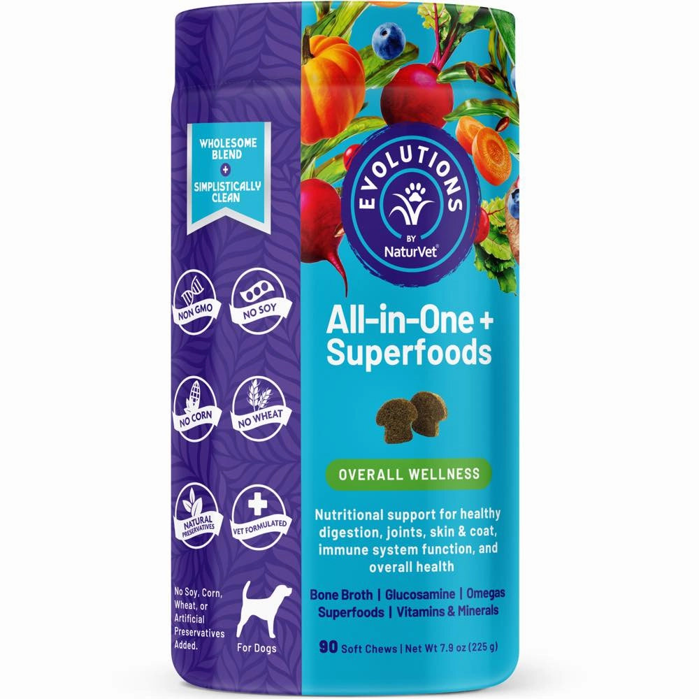 15% OFF (Exp Feb 25): NaturVet Evolutions All-in-One   Superfoods Supplement Chews For Dogs 90ct