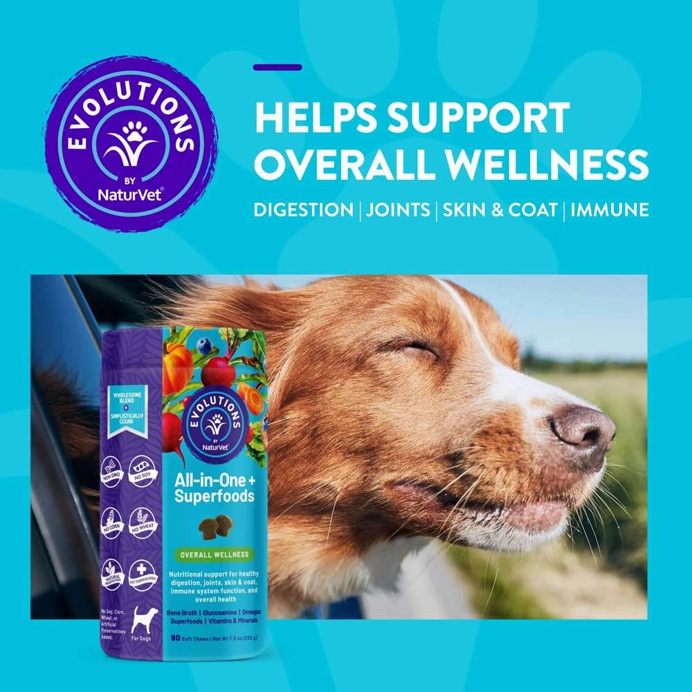15% OFF (Exp Feb 25): NaturVet Evolutions All-in-One   Superfoods Supplement Chews For Dogs 90ct