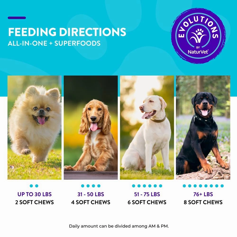 15% OFF (Exp Feb 25): NaturVet Evolutions All-in-One   Superfoods Supplement Chews For Dogs 90ct