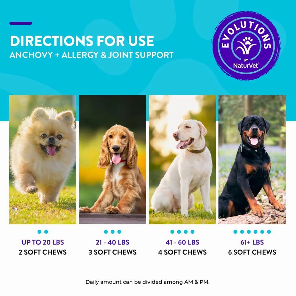 15% OFF (Exp May 25): NaturVet Evolutions Anchovy   Allergy & Joint Support Supplement Chews For Dogs 90ct