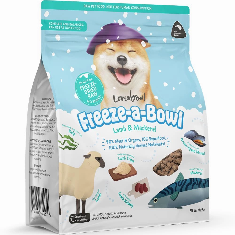 15% OFF: Loveabowl Freeze-A-Bowl Lamb & Mackerel Grain-Free Freeze-Dried Raw Dog Food