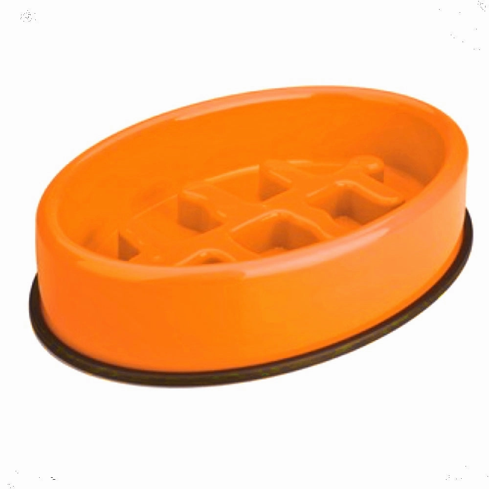 15% OFF: M-Pets Fishbone Slow Feed Oval Dog Bowl (Orange) dog harness dog training collar dog safety vest dog seatbelt dog ID tag