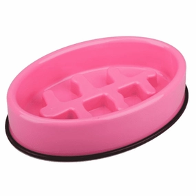 15% OFF: M-Pets Fishbone Slow Feed Oval Dog Bowl (Pink) dog harness dog training collar dog safety vest dog seatbelt dog ID tag
