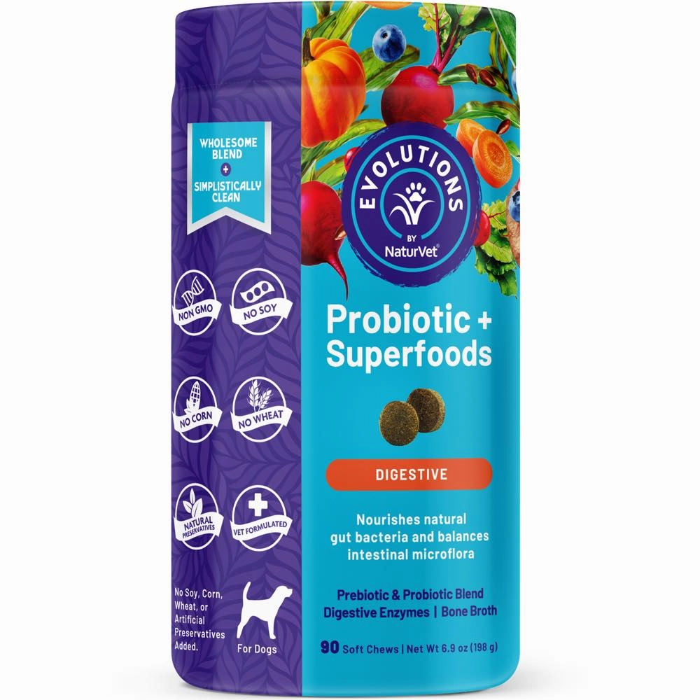 15% OFF: NaturVet Evolutions Probiotic   Superfoods Supplement Chews For Dogs 90ct