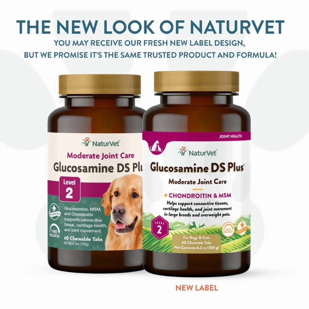 15% OFF: Naturvet Glucosamine DS Plus Level 2 Joint Care Supplement Time Release Chewable Tablets For Dogs & Cats