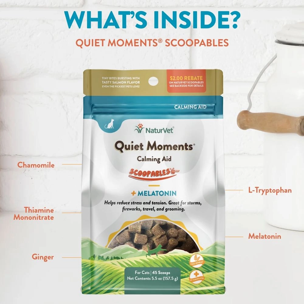 15% OFF: NaturVet Scoopables Quiet Moments Calming Aid Cat Supplement 5.5oz