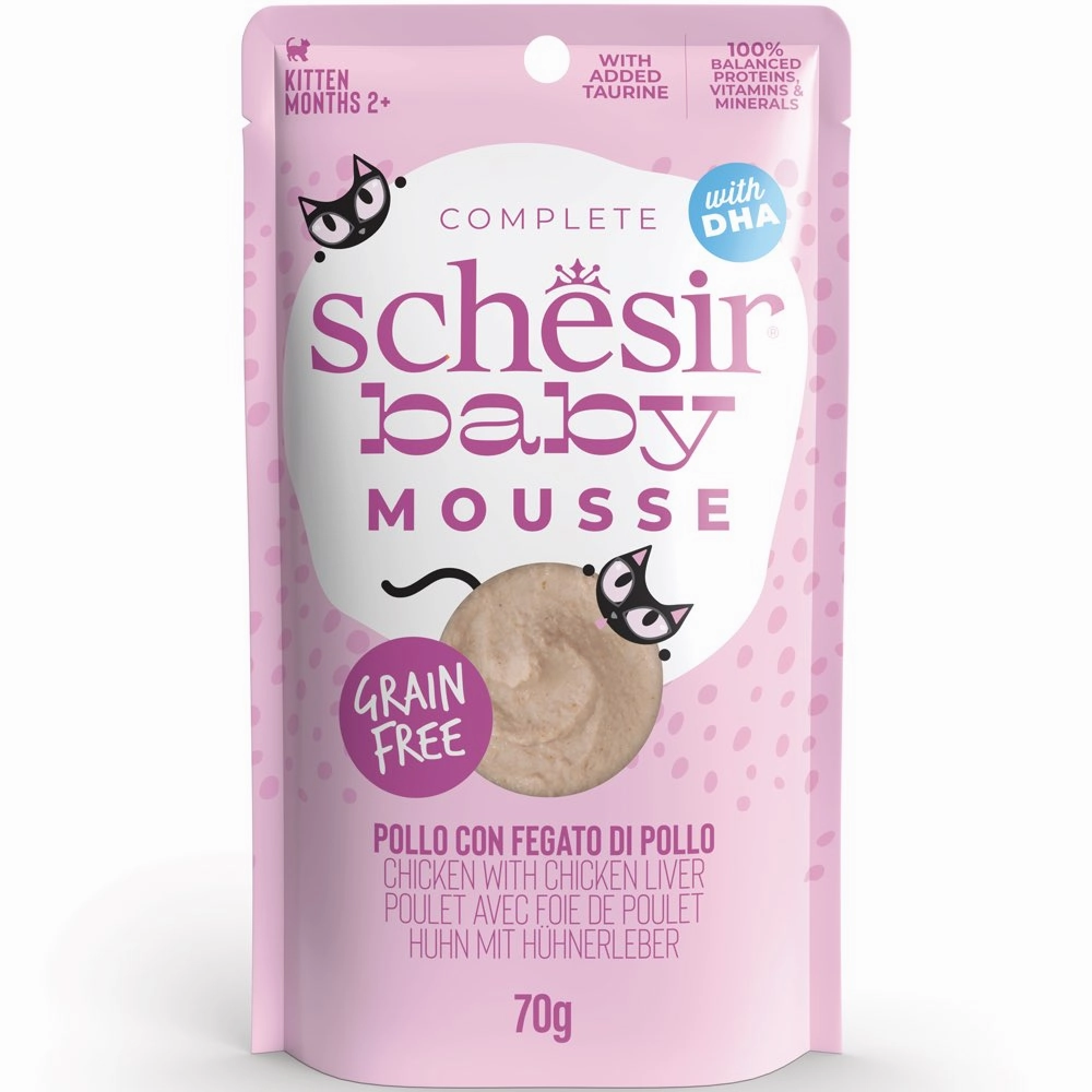 15% OFF: Schesir Baby Mousse Chicken With Chicken Liver Grain-Free Kitten Pouch Cat Food 70g cat general supplies cat toys cat grooming cat food cat litter