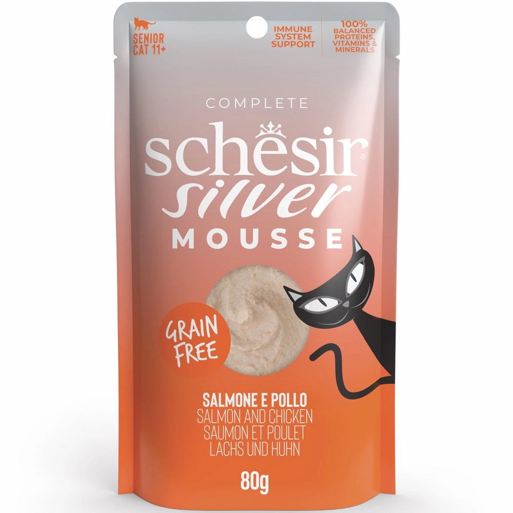 15% OFF: Schesir Silver Mousse Salmon & Chicken Grain-Free Senior Pouch Cat Food 80g cat general supplies cat toys cat grooming cat food cat litter