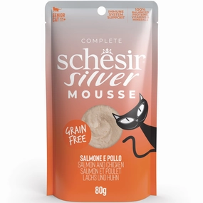 15% OFF: Schesir Silver Mousse Salmon & Chicken Grain-Free Senior Pouch Cat Food 80g cat general supplies cat toys cat grooming cat food cat litter