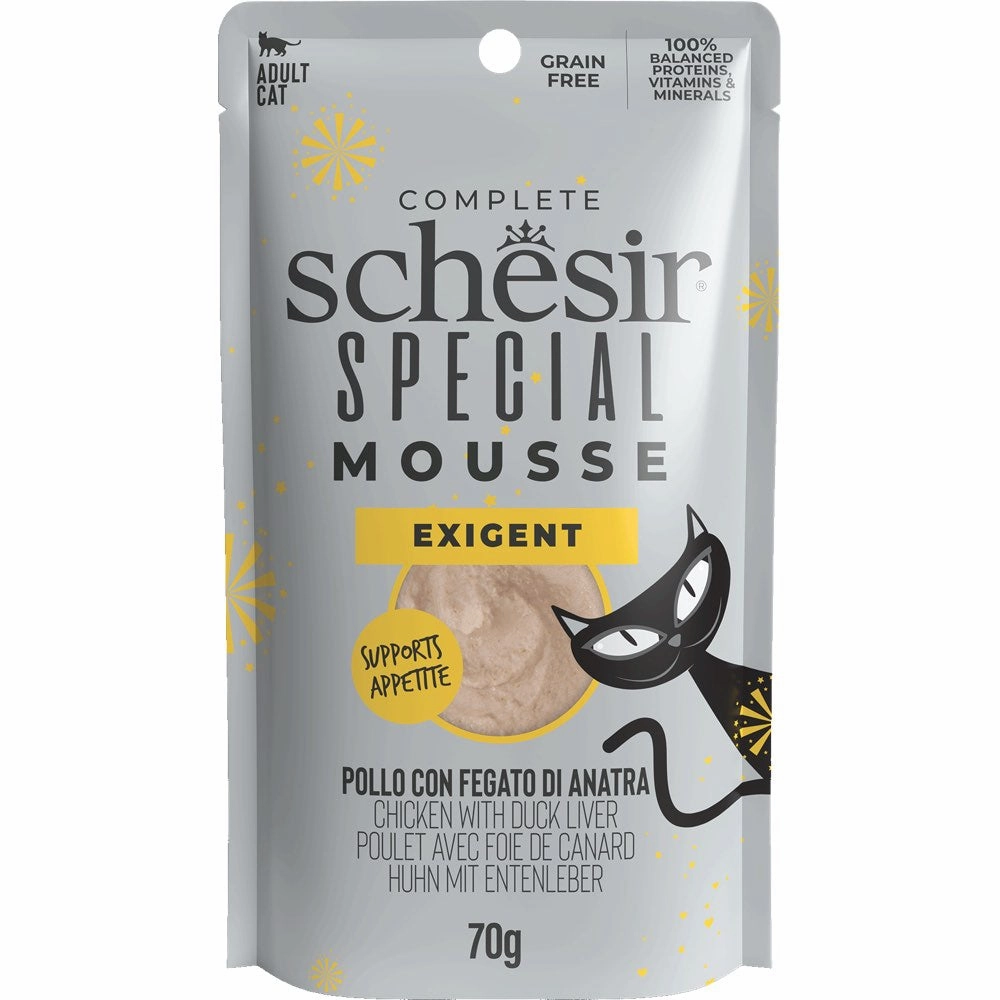 15% OFF: Schesir Special Mousse Exigent Chicken With Duck Liver Grain-Free Adult Pouch Cat Food 70g dog travel bag car seat cover pet carrier for car training leash dog training whistle