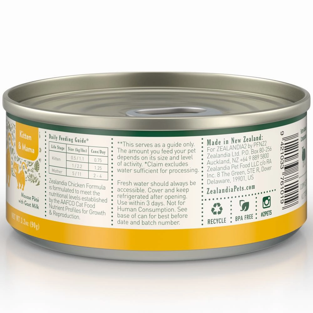 15% OFF: Zealandia Chicken Grain-Free Kitten Canned Cat Food 90g