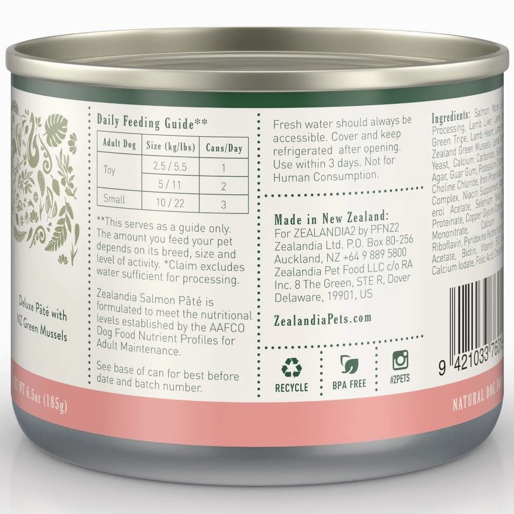 15% OFF: Zealandia Salmon Pate Grain-Free Adult Canned Dog Food 170g