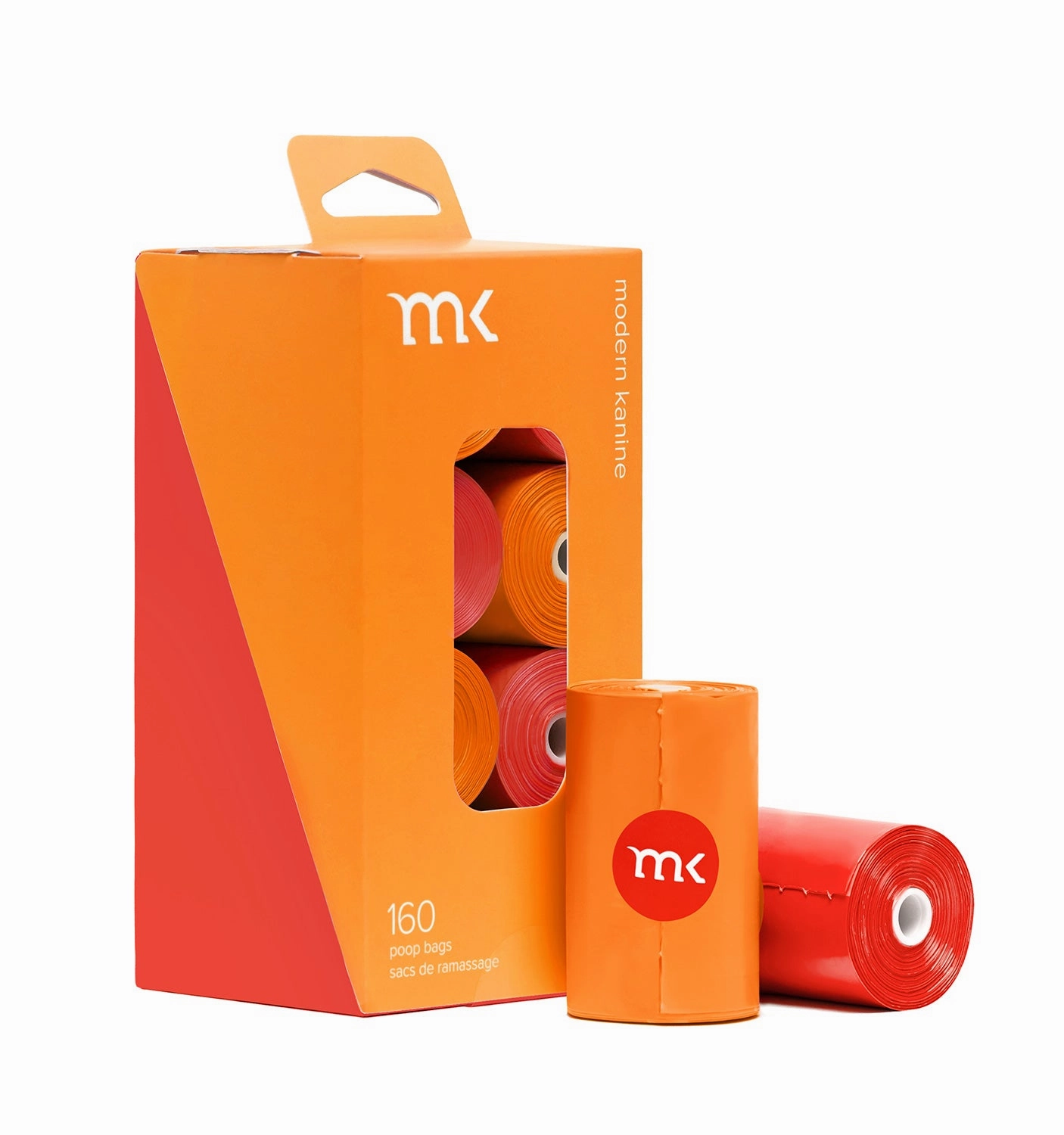 160-Count Modern Kanine Dog Waste Bags, 8 Refill Rolls in Orange & Coral