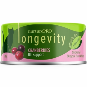 18% OFF: Nurture Pro Longevity Chicken & Skipjack Tuna White Meat With Cranberries Canned Cat Food 80g cat food cans soft cat food high protein cat food natural cat food senior cat food