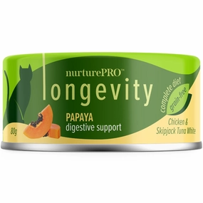 18% OFF: Nurture Pro Longevity Chicken & Skipjack Tuna White Meat With Papaya Canned Cat Food 80g cat food cans soft cat food high protein cat food natural cat food senior cat food