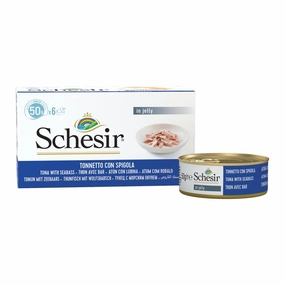 18% OFF: Schesir Tuna with Seabass in Natural Jelly Adult Canned Cat Food Multipack 50g x 6 cat food cans soft cat food high protein cat food natural cat food senior cat food