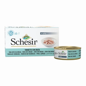 18% OFF: Schesir Tuna with Seabream in Natural Jelly Adult Canned Cat Food Multipack 50g x 6 cat food cans soft cat food high protein cat food natural cat food senior cat food