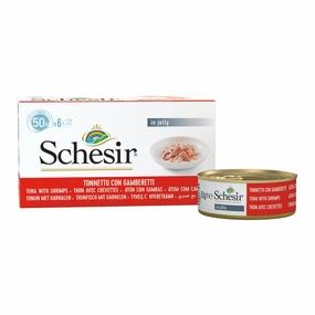 18% OFF: Schesir Tuna with Shrimps in Natural Jelly Adult Canned Cat Food Multipack 50g x 6 cat food cans soft cat food high protein cat food natural cat food senior cat food