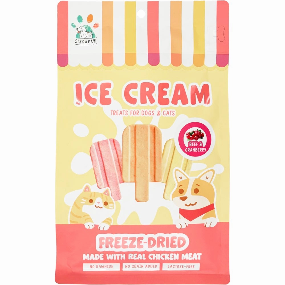 18% OFF: Singapaw Ice Cream Chicken With Beef & Cranberry Grain-Free Freeze-Dried Treats For Cats & Dogs 48g cat general supplies cat toys cat grooming cat food cat litter