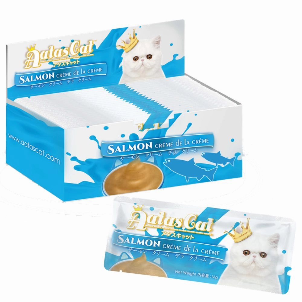 20 FOR $13: Aatas Cat Creme De La Creme Salmon Liquid Cat Treat 16gx20 (1box) dog chew toys dog dental chews durable chew toys puppy chew toy bone chew