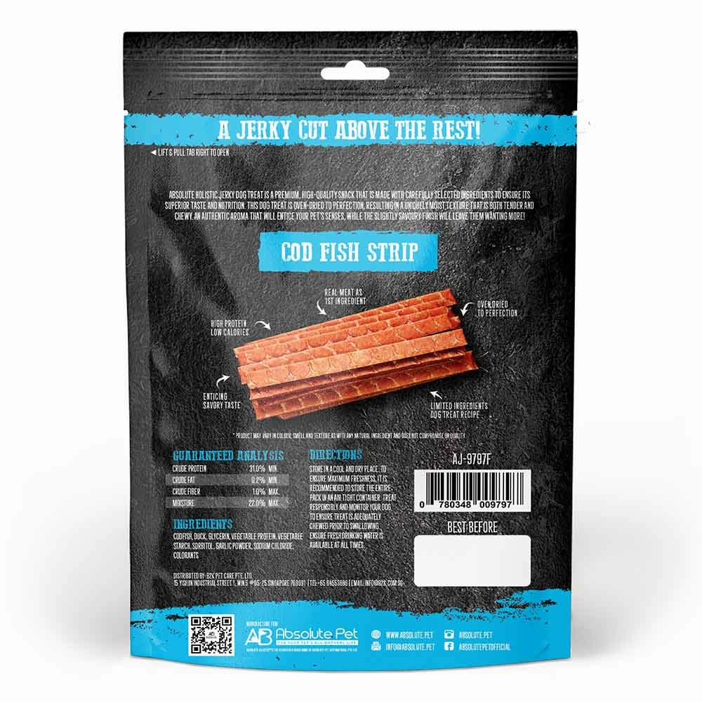 20% OFF: Absolute Holistic Codfish Loin Strip Grain Free Dog Treats 100g