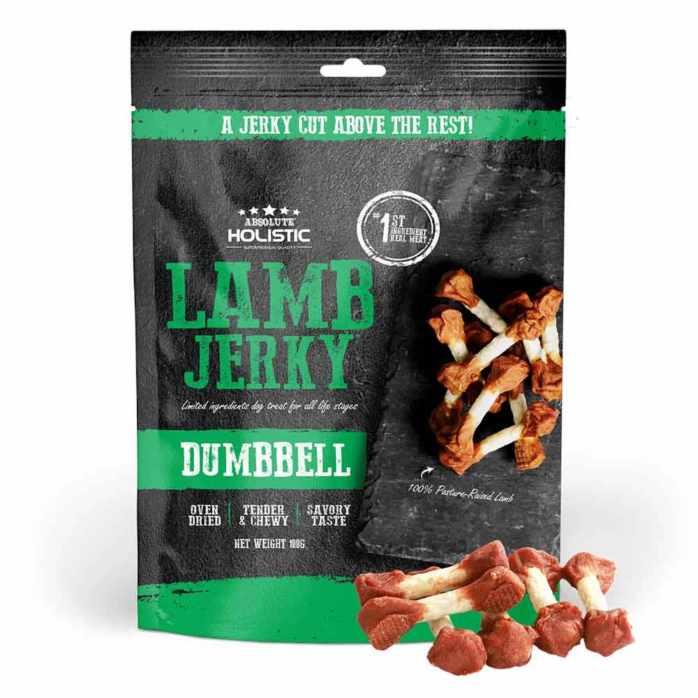 20% OFF: Absolute Holistic Lamb Dumbbell Grain Free Dog Treat 100g dog grooming shampoo collar crate feeding supplies