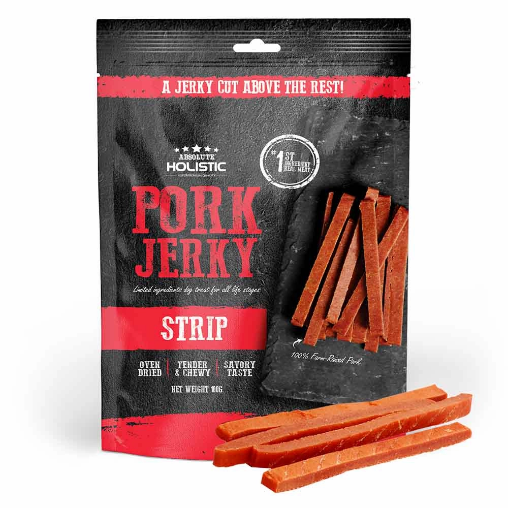 20% OFF: Absolute Holistic Pork Loin Strip Grain Free Dog Treat 100g dog grooming shampoo collar crate feeding supplies