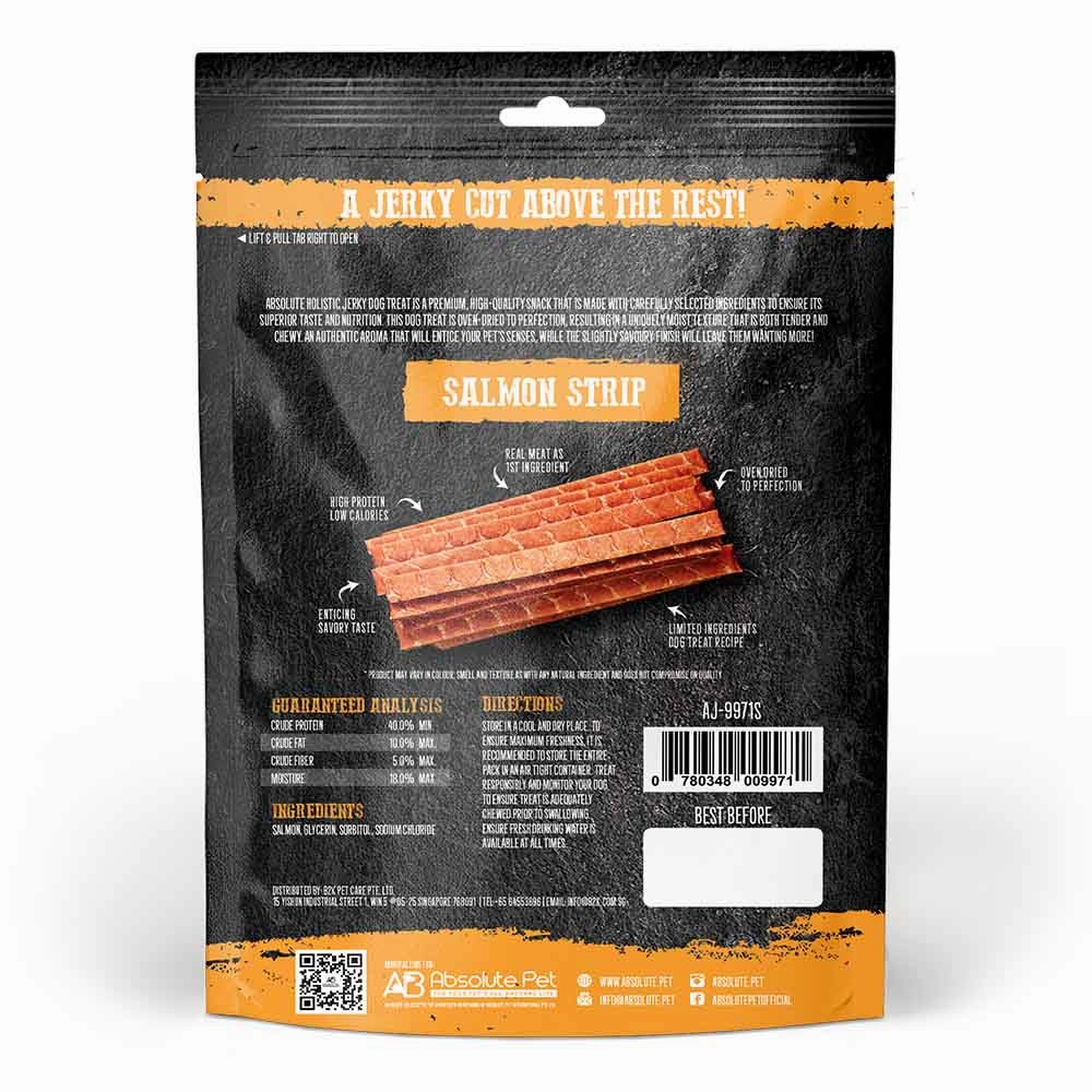 20% OFF: Absolute Holistic Salmon Loin Strip Grain Free Dog Treat 100g