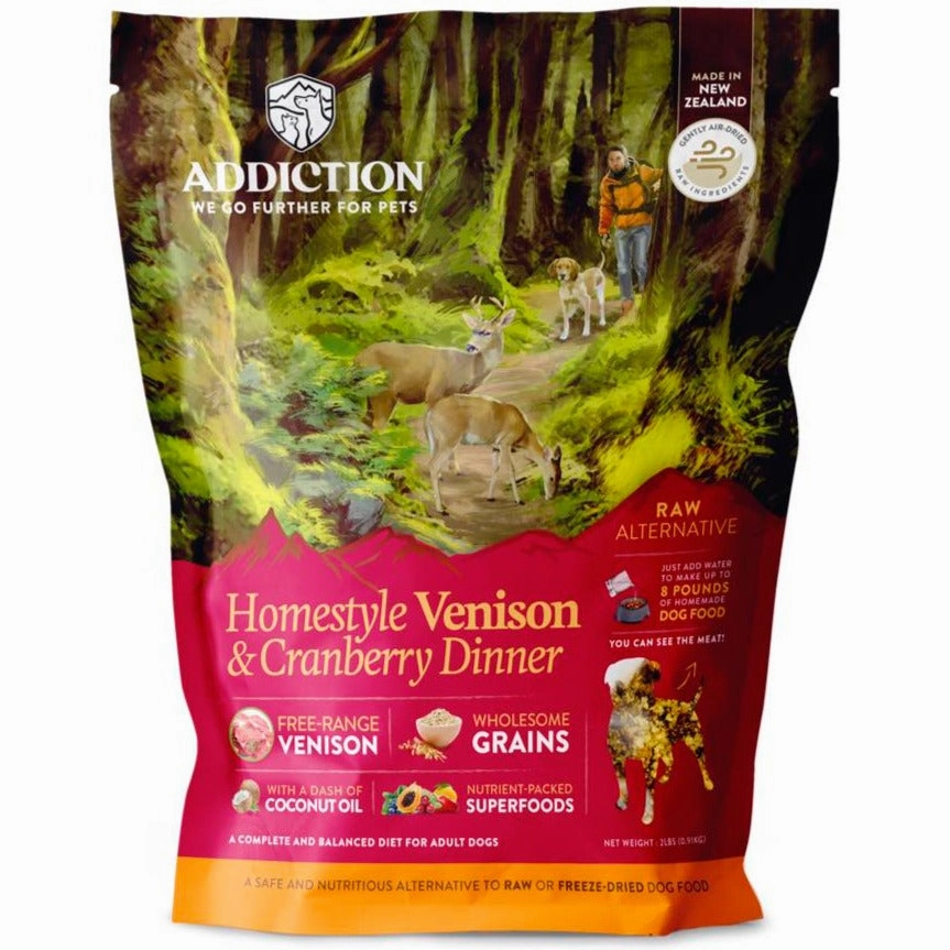 20% OFF: Addiction Homestyle Venison & Cranberry Dinner Raw Alternative Dog Food 2lb horse supplement horse vitamins animal probiotics livestock digestive aid horse immune booster