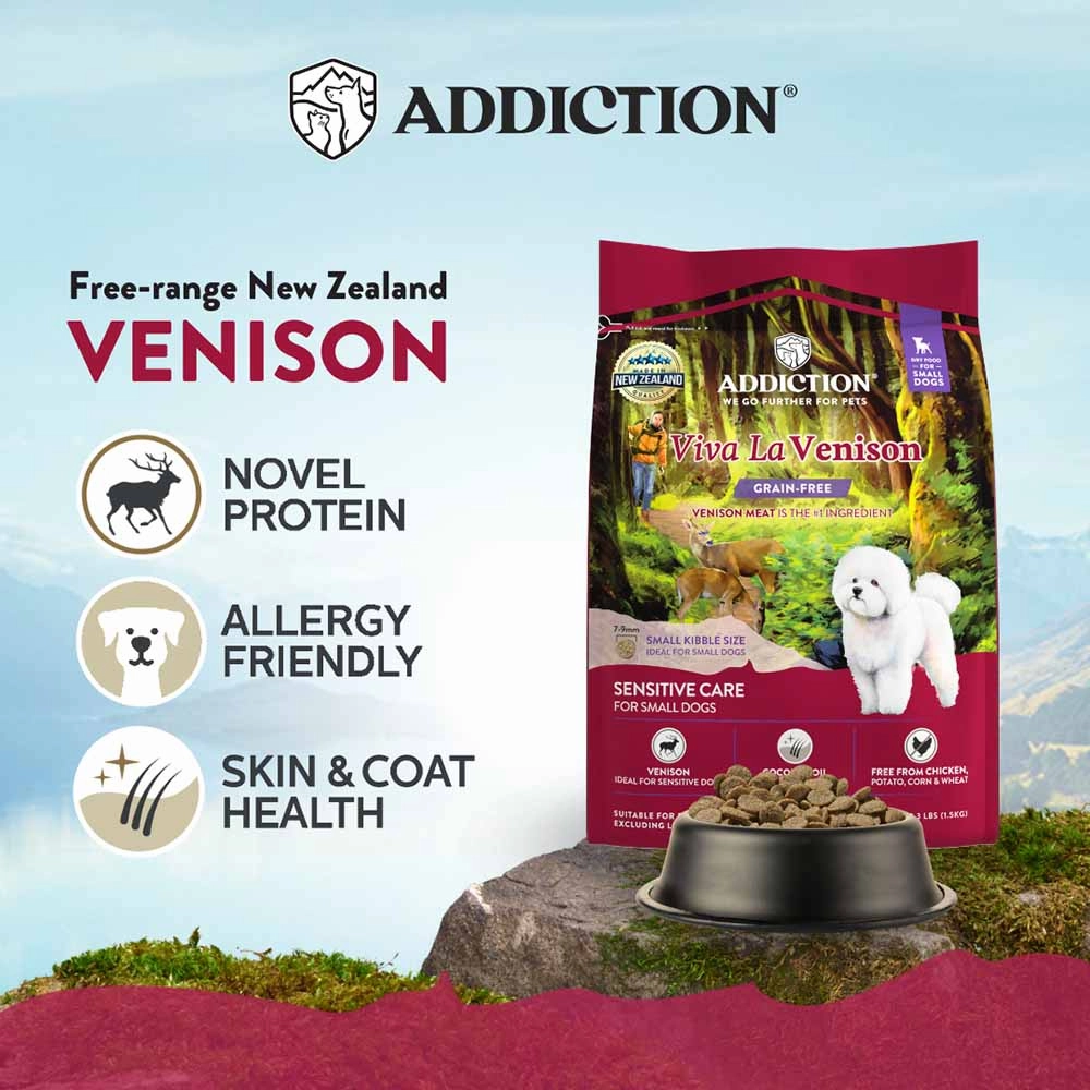 20% OFF: Addiction Viva La Venison Grain-Free Small Breed Dry Dog Food 1.5kg