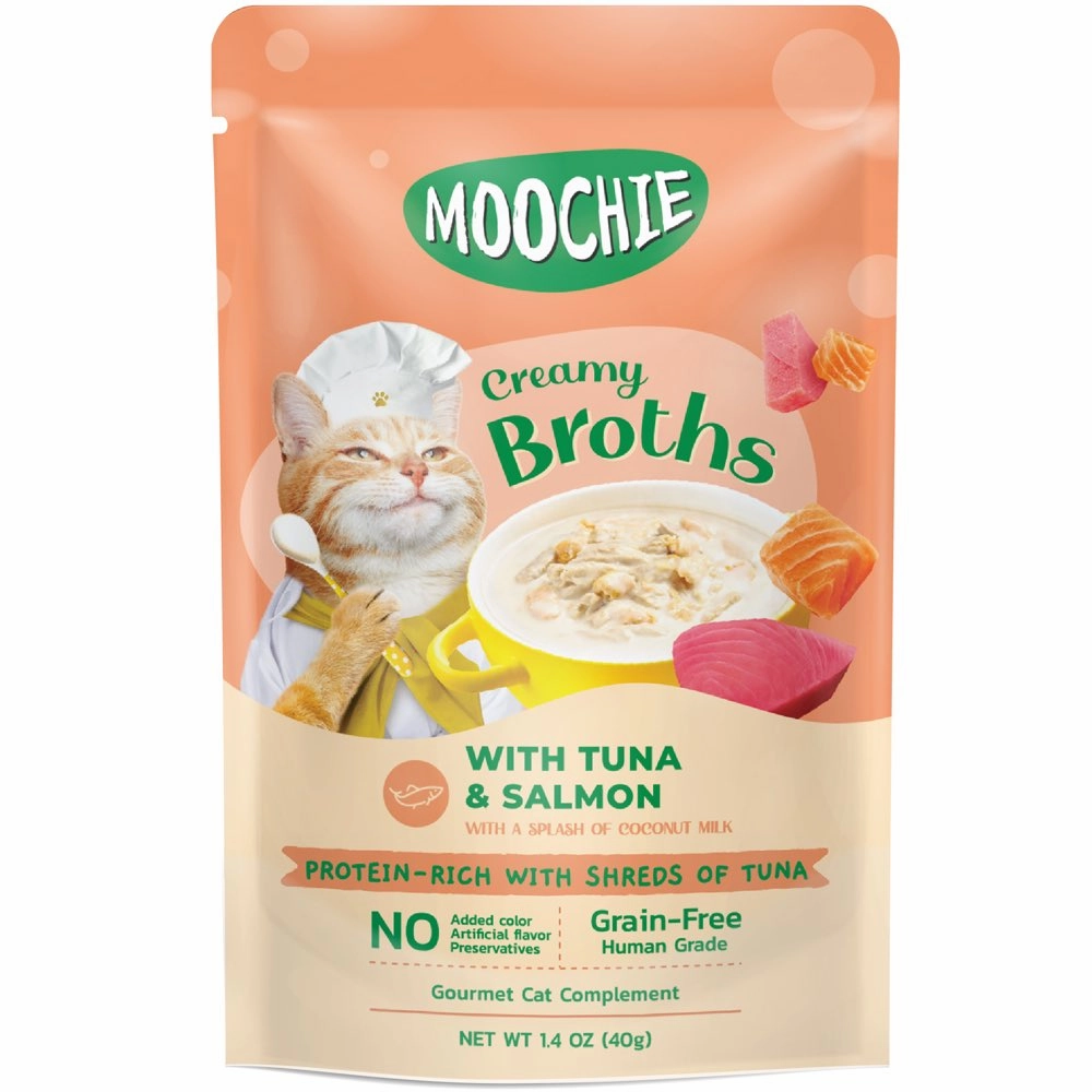 20% OFF: Moochie Creamy Broths With Tuna & Salmon Grain-Free Pouch Cat Food 40g x 16 dog travel bag car seat cover pet carrier for car training leash dog training whistle