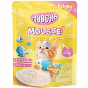 20% OFF: Moochie Mousse With Tuna Topping Calamari Kitten Pouch Cat Food 70g x 12 pet health pet wellness pet pain relief pet probiotic pet calming