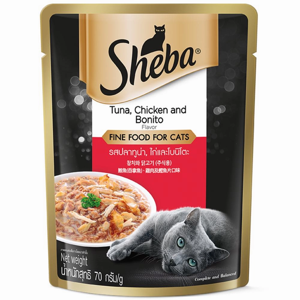 20% OFF: Sheba Tuna & Chicken With Bonito Flakes Pouch Cat Food 70g x 12 cat general supplies cat toys cat grooming cat food cat litter