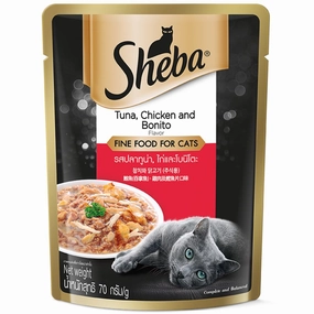 20% OFF: Sheba Tuna & Chicken With Bonito Flakes Pouch Cat Food 70g x 12 cat general supplies cat toys cat grooming cat food cat litter