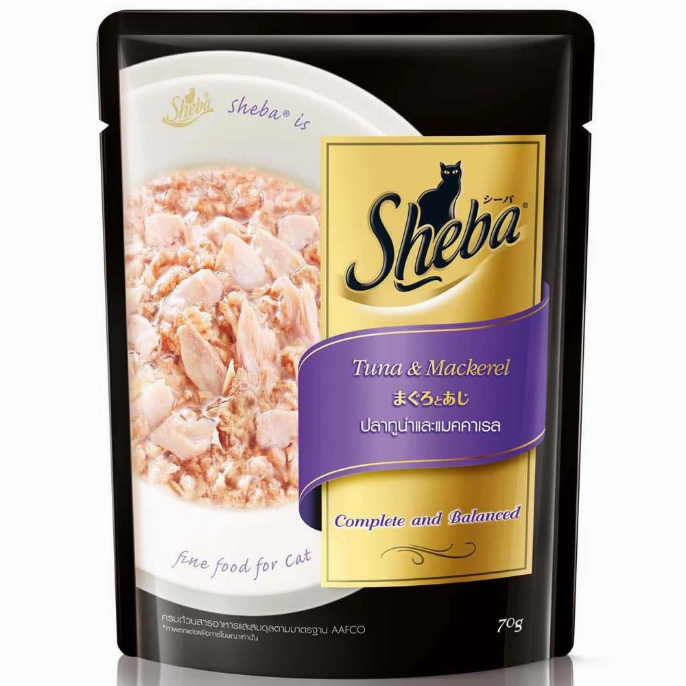 20% OFF: Sheba Tuna & Mackerel Pouch Cat Food 70g x 12 cat snacks catnip treats healthy cat food cat reward treats low calorie cat food