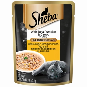 20% OFF: Sheba Tuna Pumpkin & Carrot in Gravy Pouch Fine Cat Food 70g x 12 cat general supplies cat toys cat grooming cat food cat litter